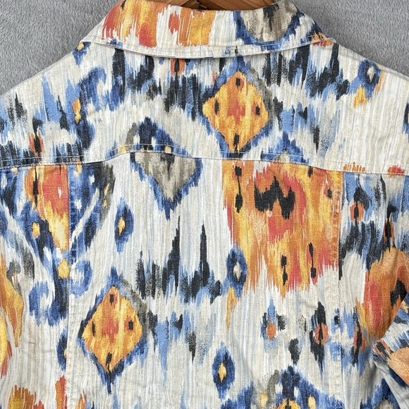 Chico's Southwestern Ikat‎ Print Jacket Womens 3 L Linen Blend Colorful Casual - Picture 6 of 11